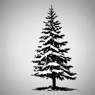 pine tree clipart black and white