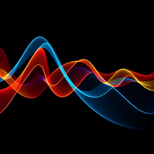 Create a high-resolution abstract graph with colorful flowing lines in red, blue, and yellow over a black background, using a 50mm lens, f/2.8 aperture, ISO 100, shot from a slightly elevated angle, in a digital art style with soft gradients and sharp detail.