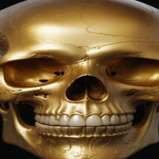 transparent gold skull