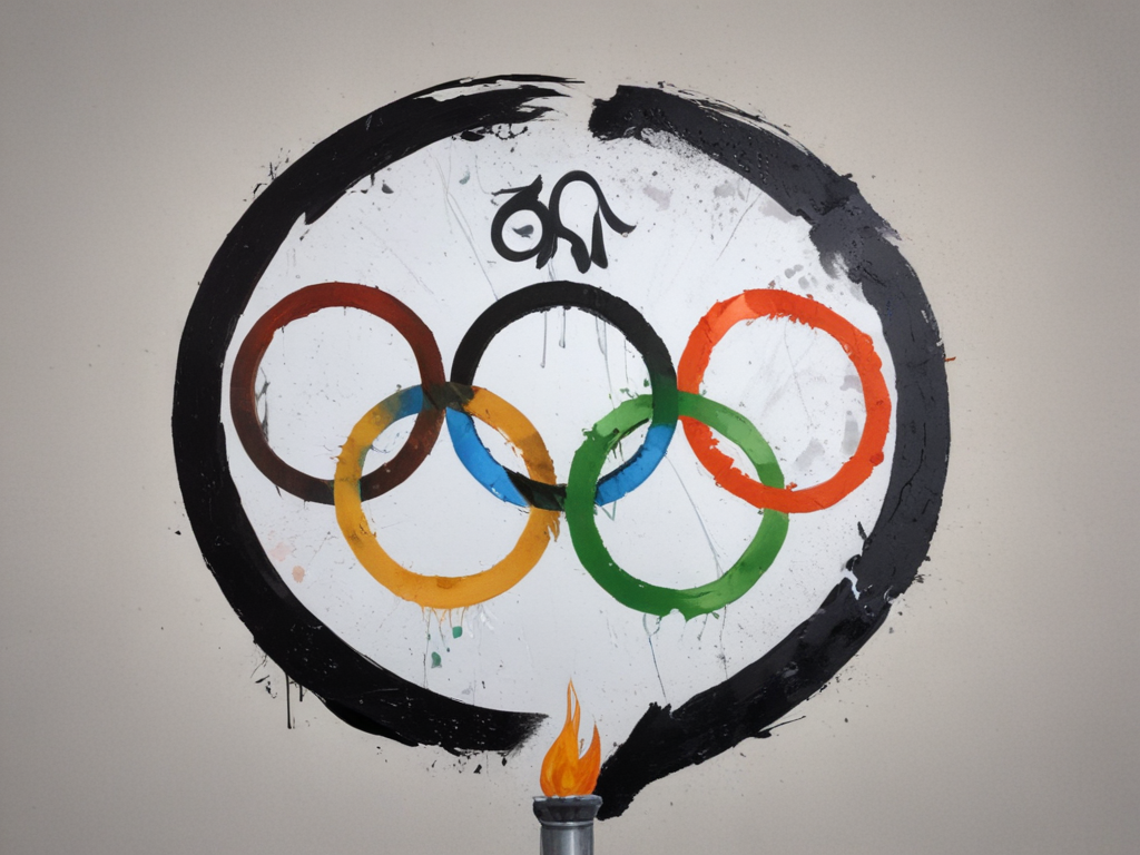 Olympic Games logo torch paint art