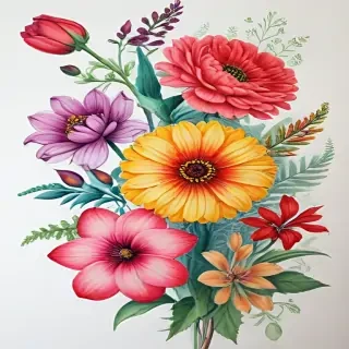 drawings of flowers in color