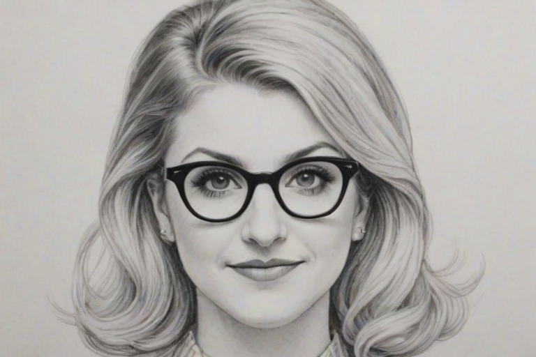 Elegant Portrait of a Woman with Stylish Glasses and Beautiful Hair