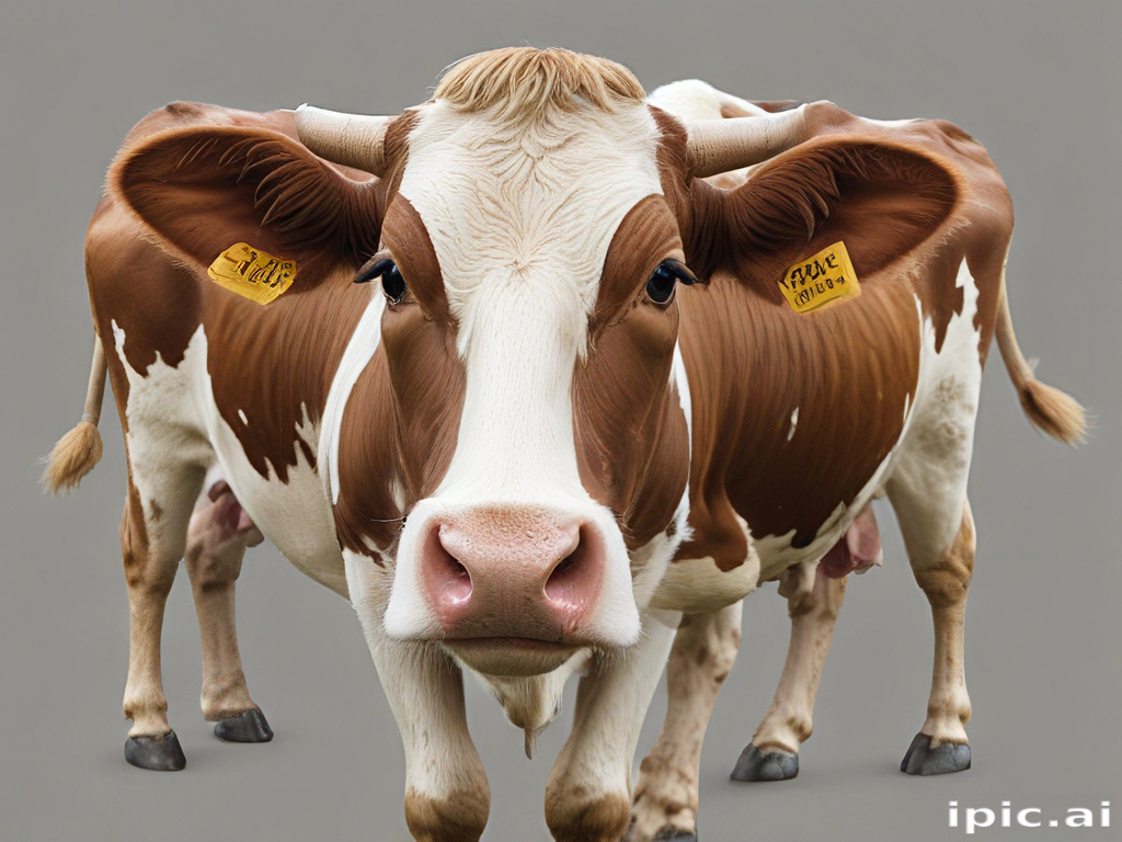 A Close-Up View of a Brown and White Cow on a Gray Background