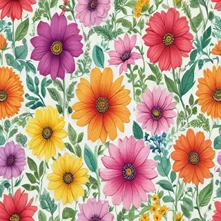 drawings of flowers in color