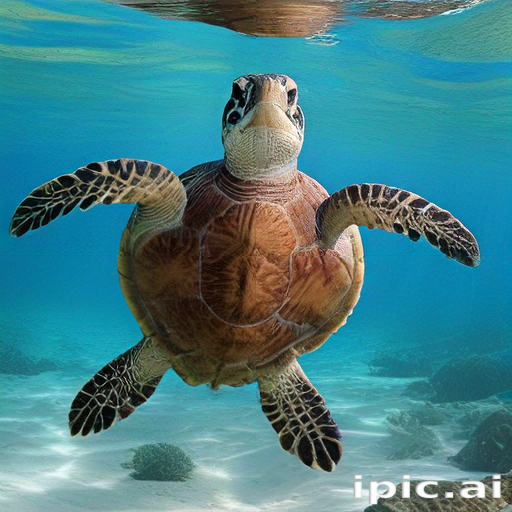 A Majestic Sea Turtle Gracefully Swimming Through Crystal Clear Ocean ...