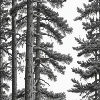 black and white pine tree clipart