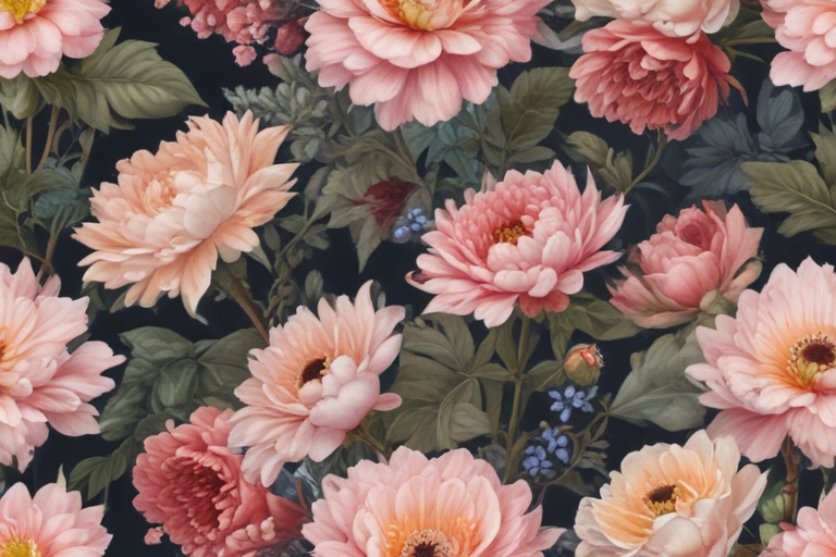 Vibrant Floral Arrangement Featuring Soft Pink Blooms Against a Dark ...