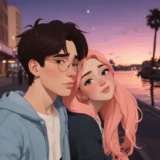 cartoon couple aesthetic
