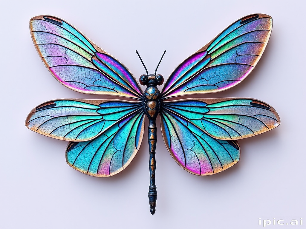 Iridescent dragonfly wings inspire a delicate pixie cut with shimmering teal and purple highlights, capturing the ethereal beauty of these magical insects