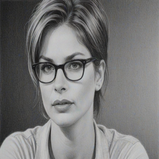 Stunning Gale Harold, pencil sketch, portrait of Gorgeous woman 1957s in glasses, hair style beatnik, outline, clear lines, fine lines, 8k