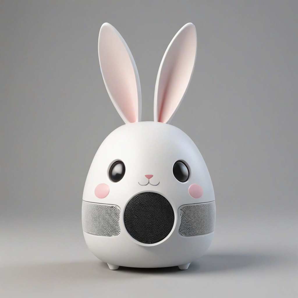 Bluetooth speaker, stylish, rabbit shaped,Individual object,a computer rendering,simple_background,octane render,morphyrichard