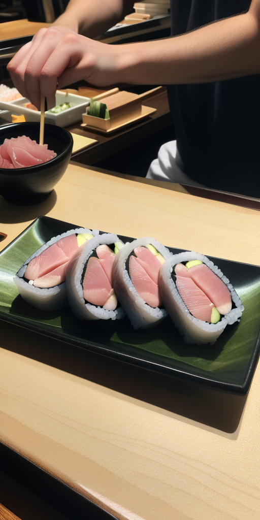 tuna at a sushi bar