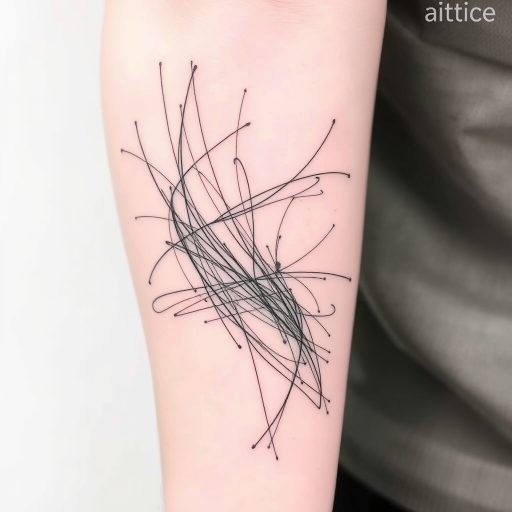 Sketch-style tattoo titled "Ephemeral Artistry" featuring loose, energetic lines and cross-hatching to create the illusion of a pencil drawing brought to life on the skin