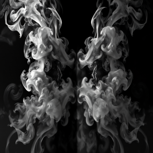 Mysterious "Smoke and Mirrors" tattoo concept blending realistic smoke effects with fragmented mirror-like surfaces, using a grayscale palette with occasional flashes of prismatic color, creating an illusion of depth and movement that challenges perception and invites contemplation, perfect for those who appreciate optical illusions and abstract art