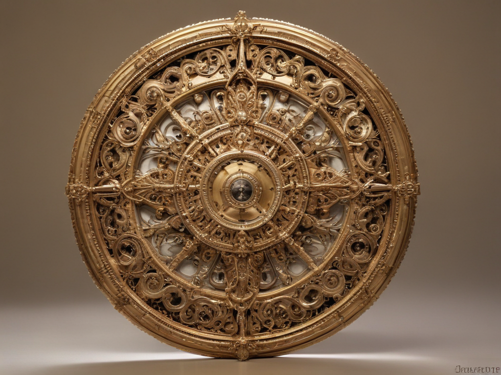 Intricate Golden Compass Rose with Elaborate Patterns and Design Elements