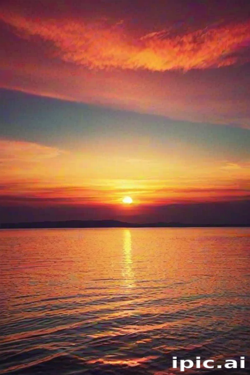 Serene Sunset Over Calm Waters, Painting the Sky with Vibrant Colors.
