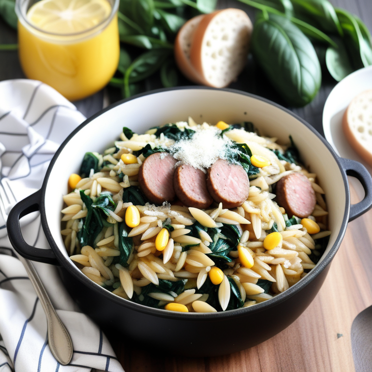 one pot orzo with sausage spinach and corn