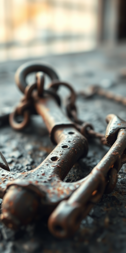 Rusty Anchor and Chain on Weathered Surface Highlighting Maritime History