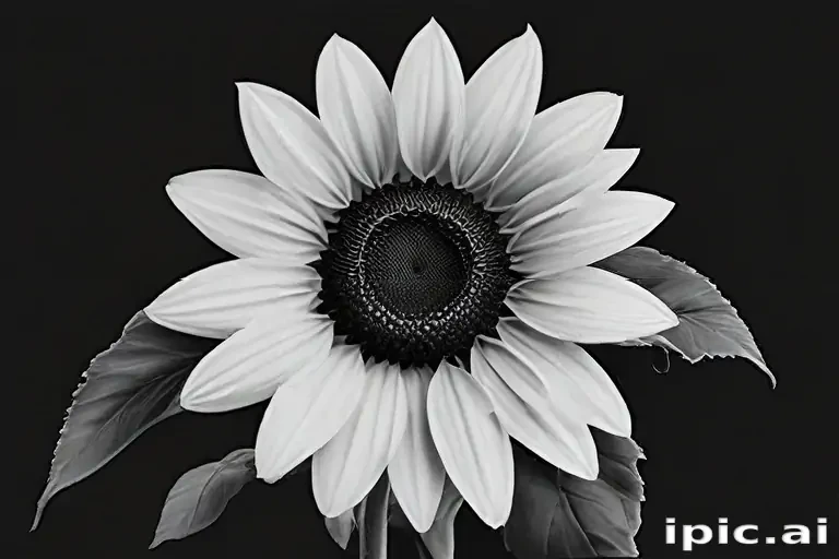 clip art sunflower black and white