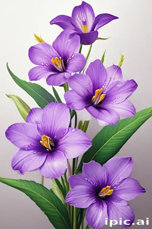 purple flowers drawing