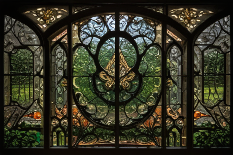 Intricate Stained Glass Window Showcasing Nature's Beauty Through ...