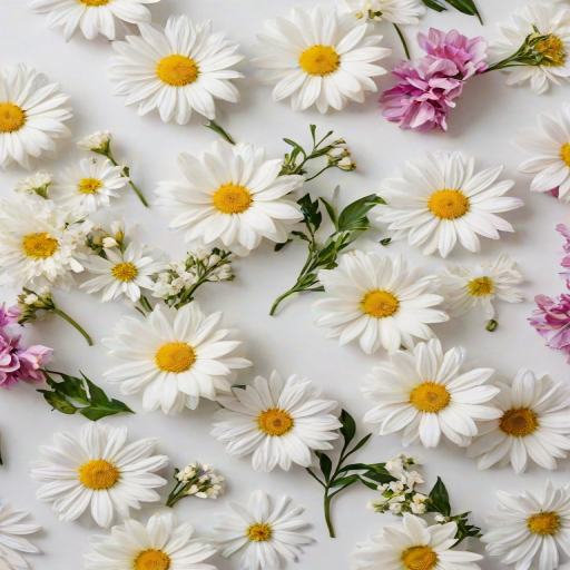 white background with flowers
