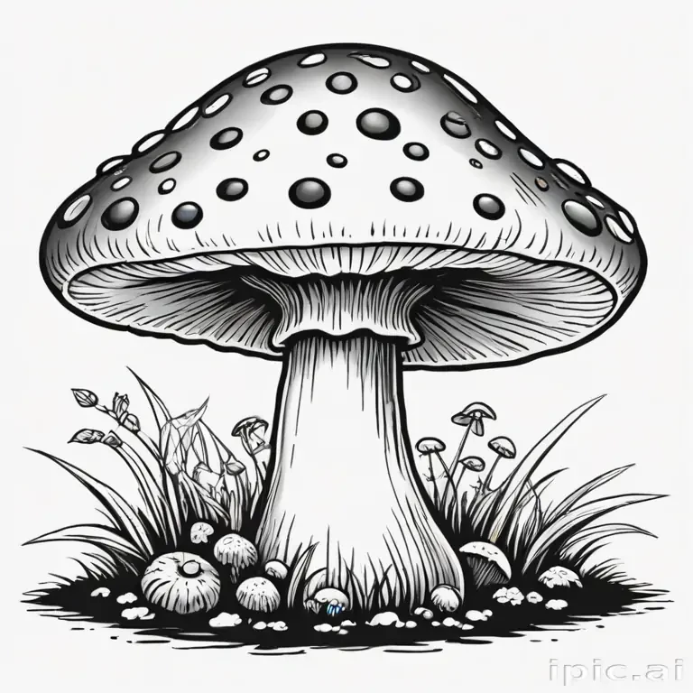 mushroom clipart black and white