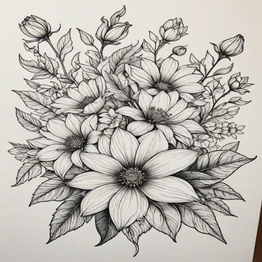 line work flowers