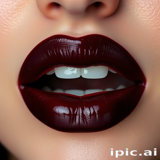 Edgy black cherry lips with a glossy finish, adding drama and intensity to any look, perfect for bold and daring expressions