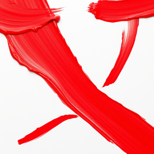 High-resolution image of vibrant red paint strokes on a clean white background, captured with a DSLR camera, 50mm lens, f/2.8 aperture, ISO 100, 1/125 sec shutter speed, top-down view, shallow depth of field for enhanced detail.