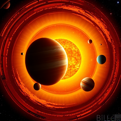 Create a detailed 3D illustration of the solar system with vibrant colors, showcasing the sun at the center surrounded by planets, each with distinct textures, use a Canon EOS R5 camera with a wide-angle lens at f/8, ISO 100, and a high dynamic range to enhance clarity and depth, in a digital art style with a focus on scientific accuracy.