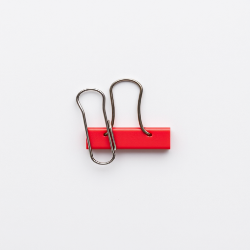 high-quality illustration of a paper clip and a binder clip on a plain background, Canon EOS R5, 50mm lens, f/1.8 aperture, ISO 100, natural lighting, top-down view