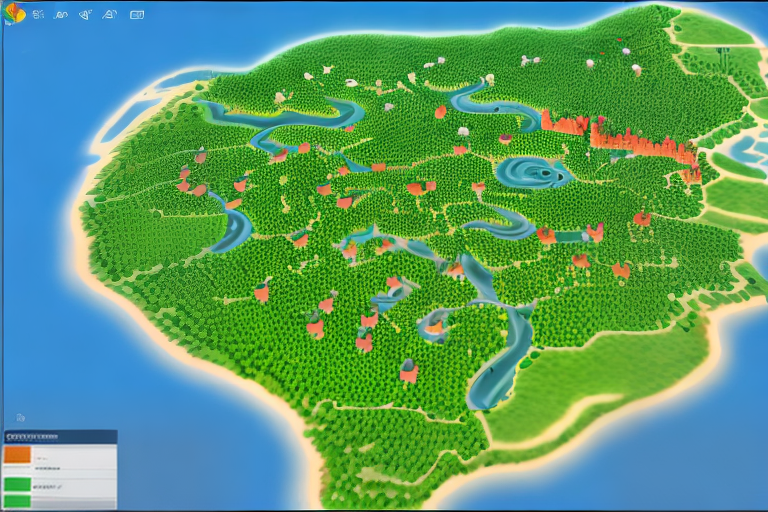 Create a map that has nine regions slash towns circling one larger region