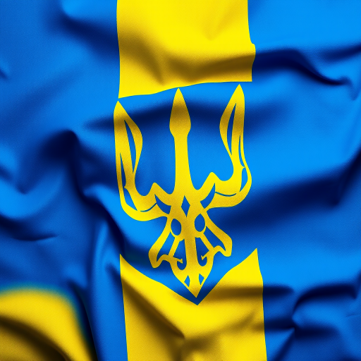 Create a high-resolution image of the Ukrainian flag with vibrant blue and yellow colors, using a DSLR camera at ISO 100, aperture f/8, and a focal length of 50mm, shot from a slightly elevated angle to enhance depth and texture.