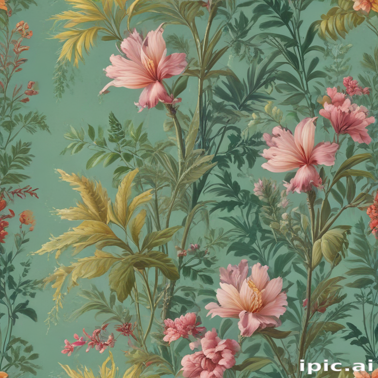 Vibrant Floral Pattern Featuring Lush Blooms and Greenery on a Soft ...
