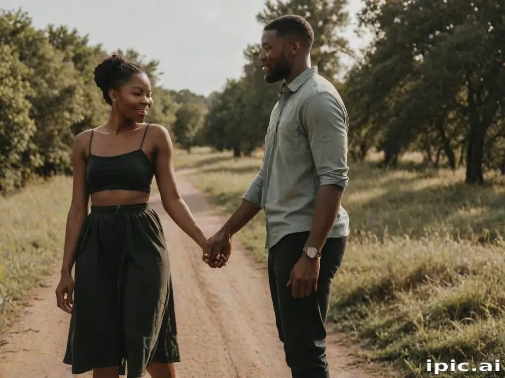 black couple holding hands