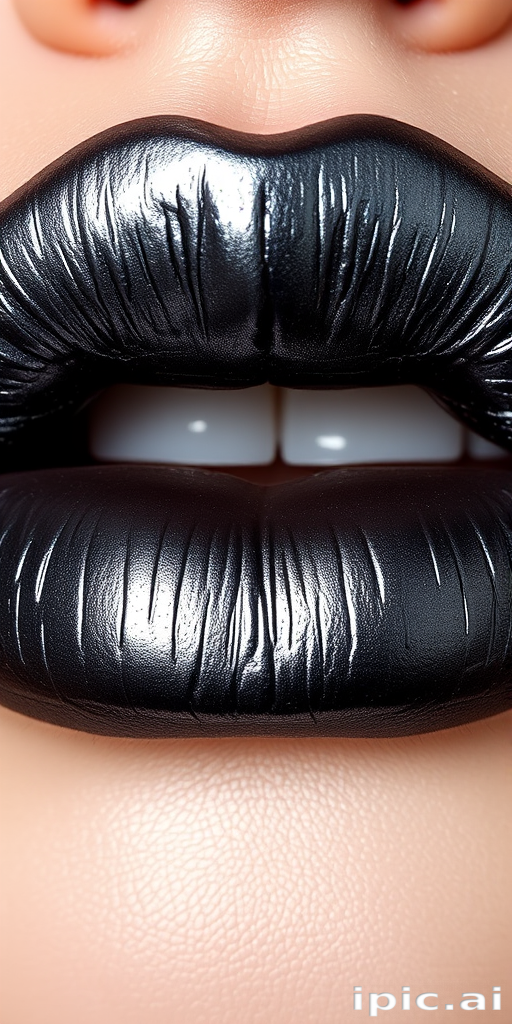 Metallic gunmetal lip cream "Liquid Steel" with intense pigmentation and foiled finish, perfect for futuristic and edgy makeup looks, smooth and non-drying application