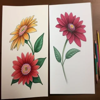colored drawings of flowers