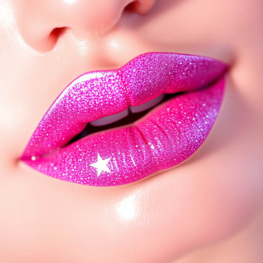 Holographic pink lip glaze "Cosmic Candy" with multi-dimensional sparkle and high-shine finish, suitable for festivals and playful makeup looks, non-gritty formula