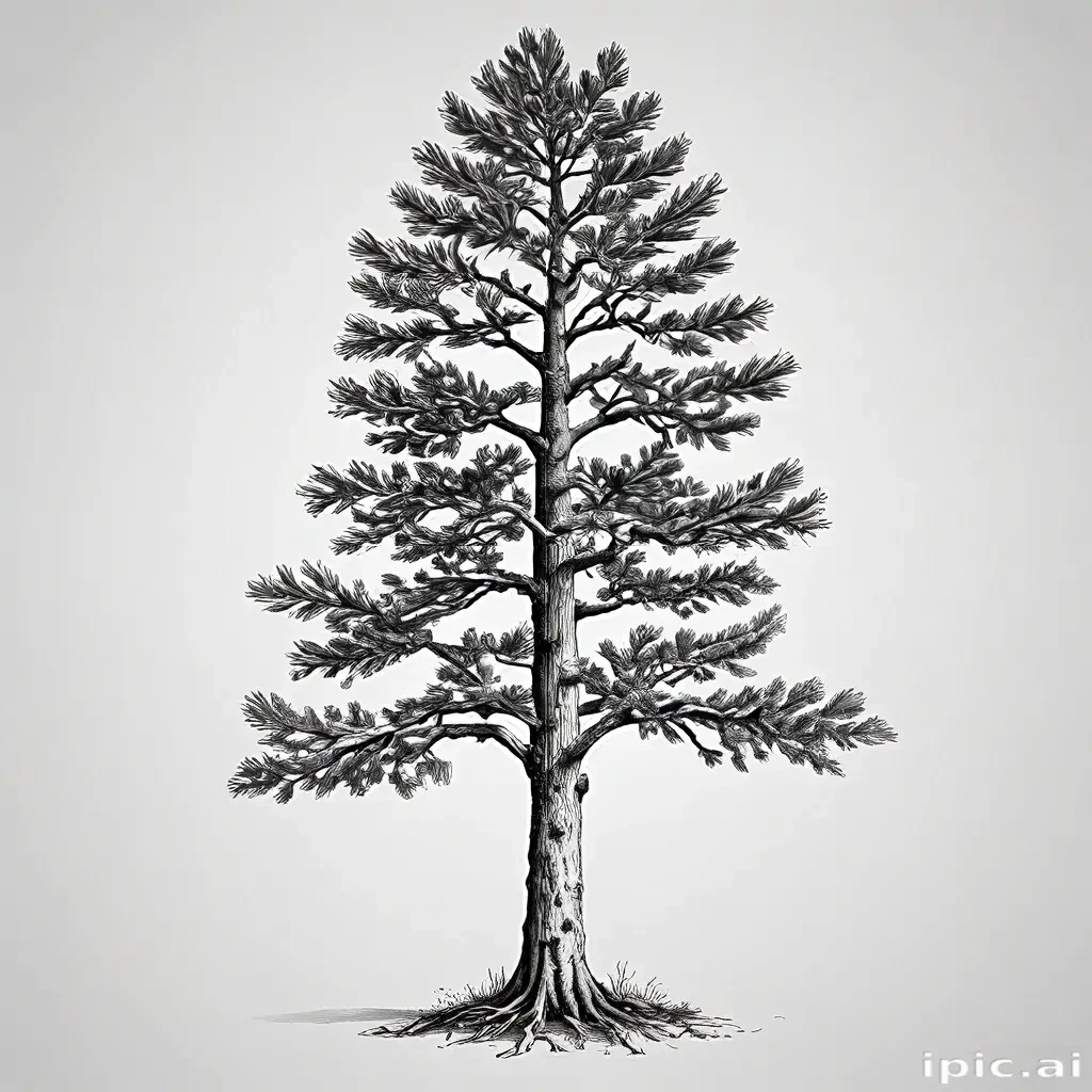 black and white pine tree clip art