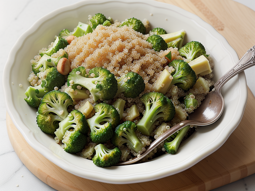 quinoa and broccoli spoon salad