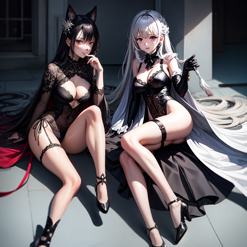 2 catgirls feet More feet