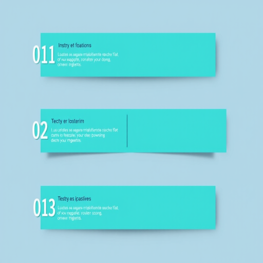 Create a vertical infographic with five numbered sections, using a clean sans-serif font for the numbers and text, vibrant teal backgrounds for each section, and a subtle shadow effect; camera settings: ISO 100, aperture f/4, shutter speed 1/125 sec; camera view: top-down angle; camera style: modern and minimalistic; camera type: DSLR.