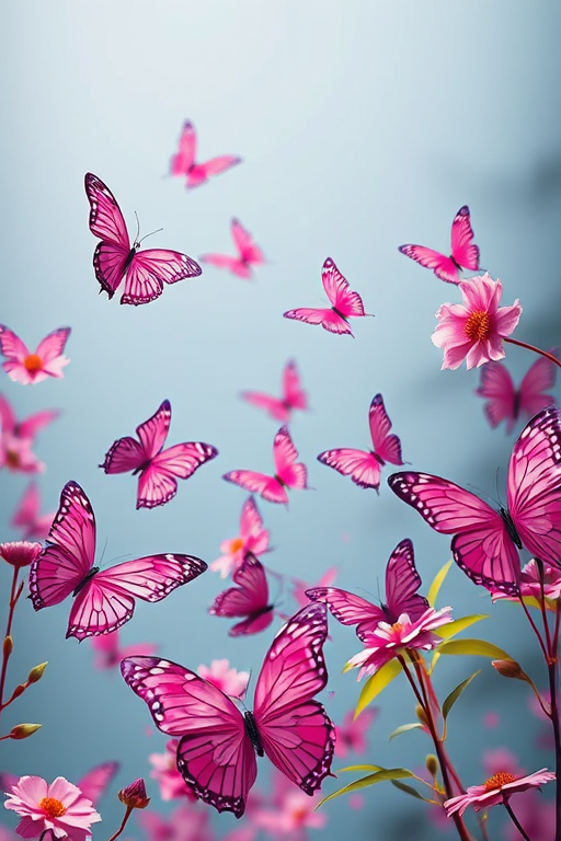 images of pink butterflies