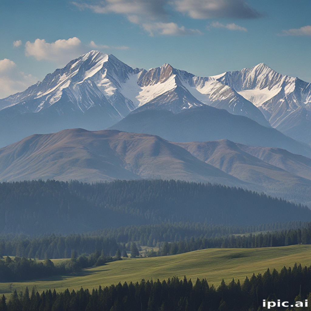 Majestic Snow-Capped Mountains Rising Above Lush Green Forested Valleys ...