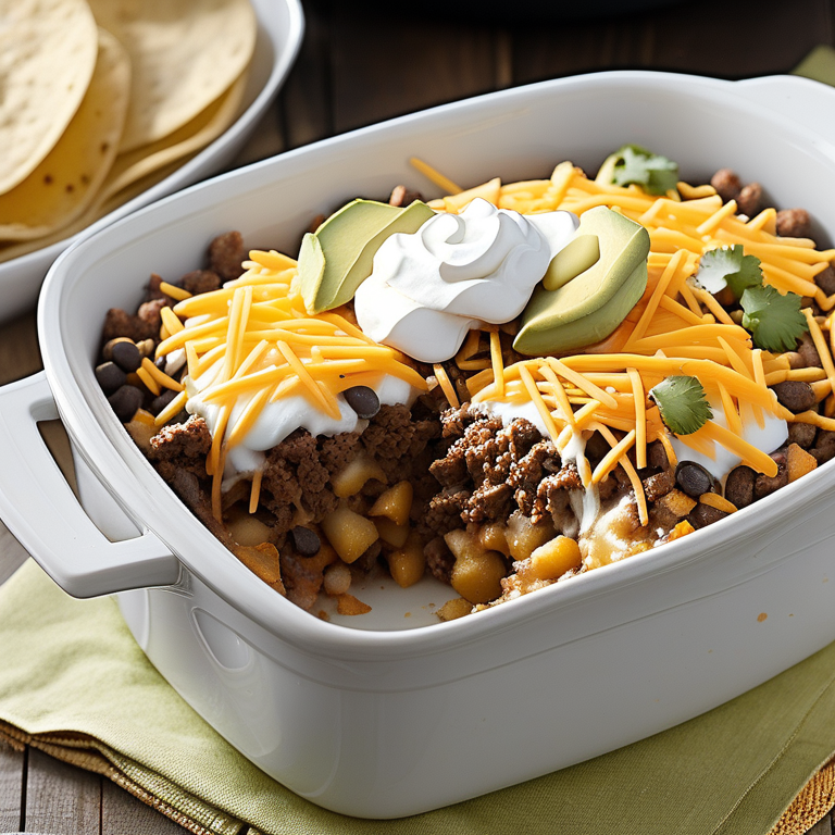 crock pot beefy potato taco casserole