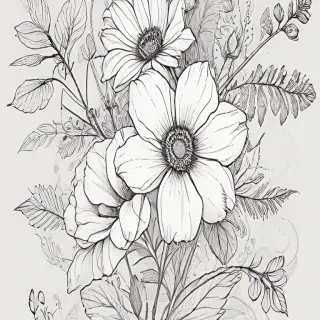 line work flowers