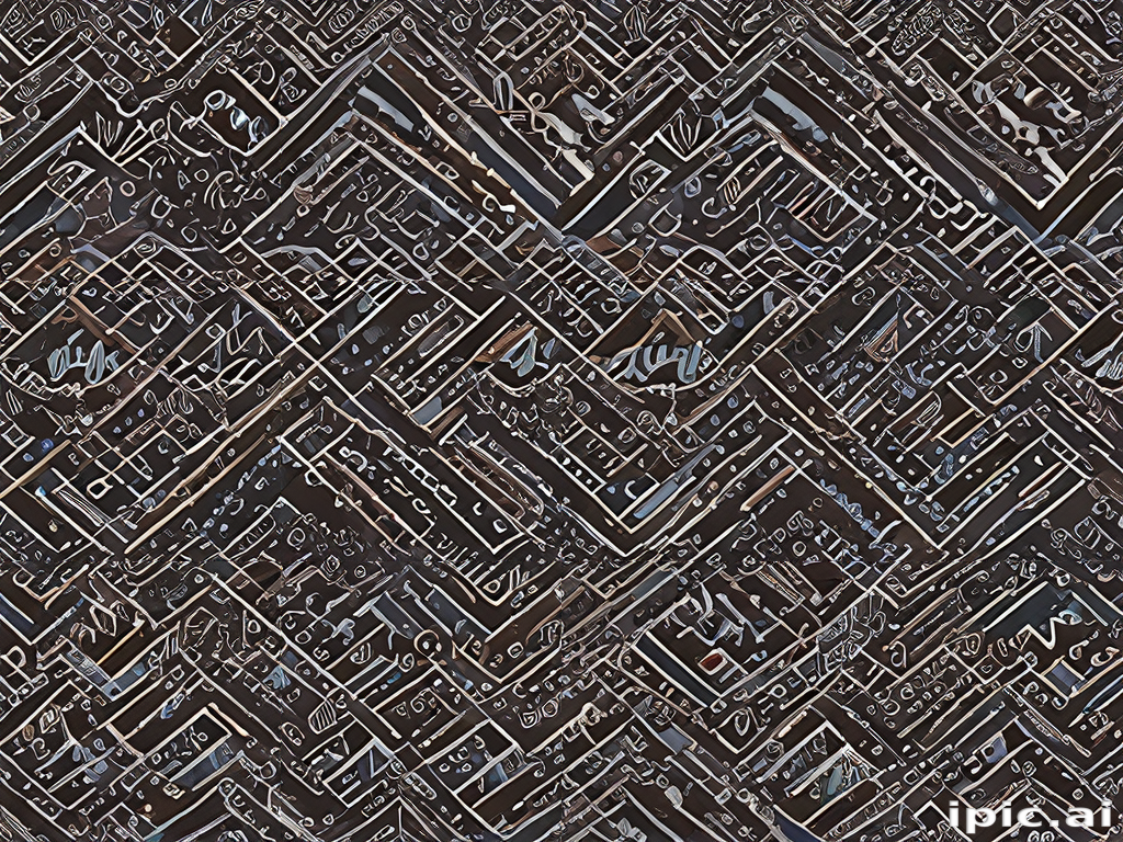 A Complex Abstract Pattern of Interwoven Lines and Geometric Shapes.