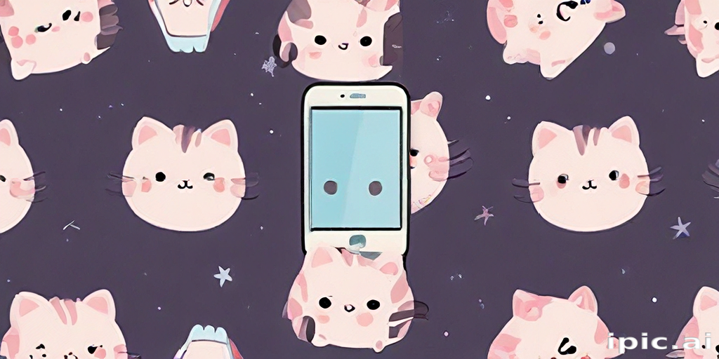 Playful Cat Patterns Surrounding a Cute Smartphone on a Starry Background