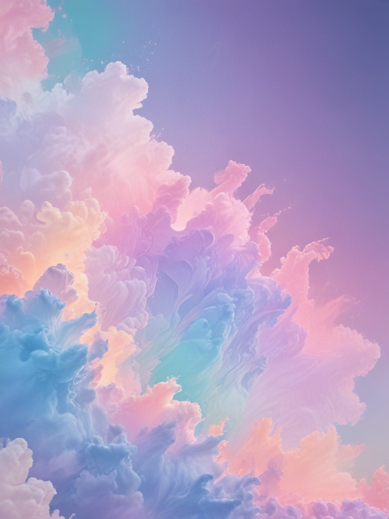 Dreamy Clouds in Soft Pastel Hues with a Serene Sky Background